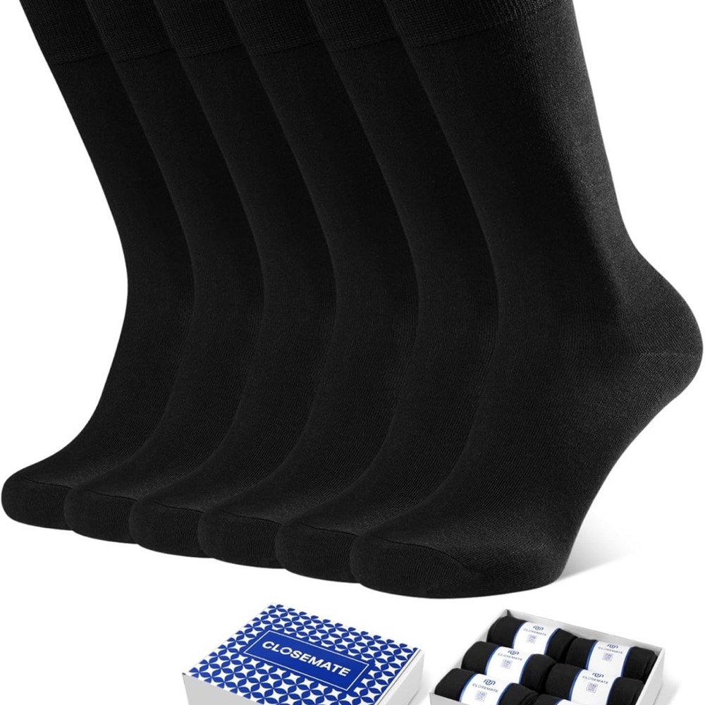 Men's Black Socks - 6 Pack